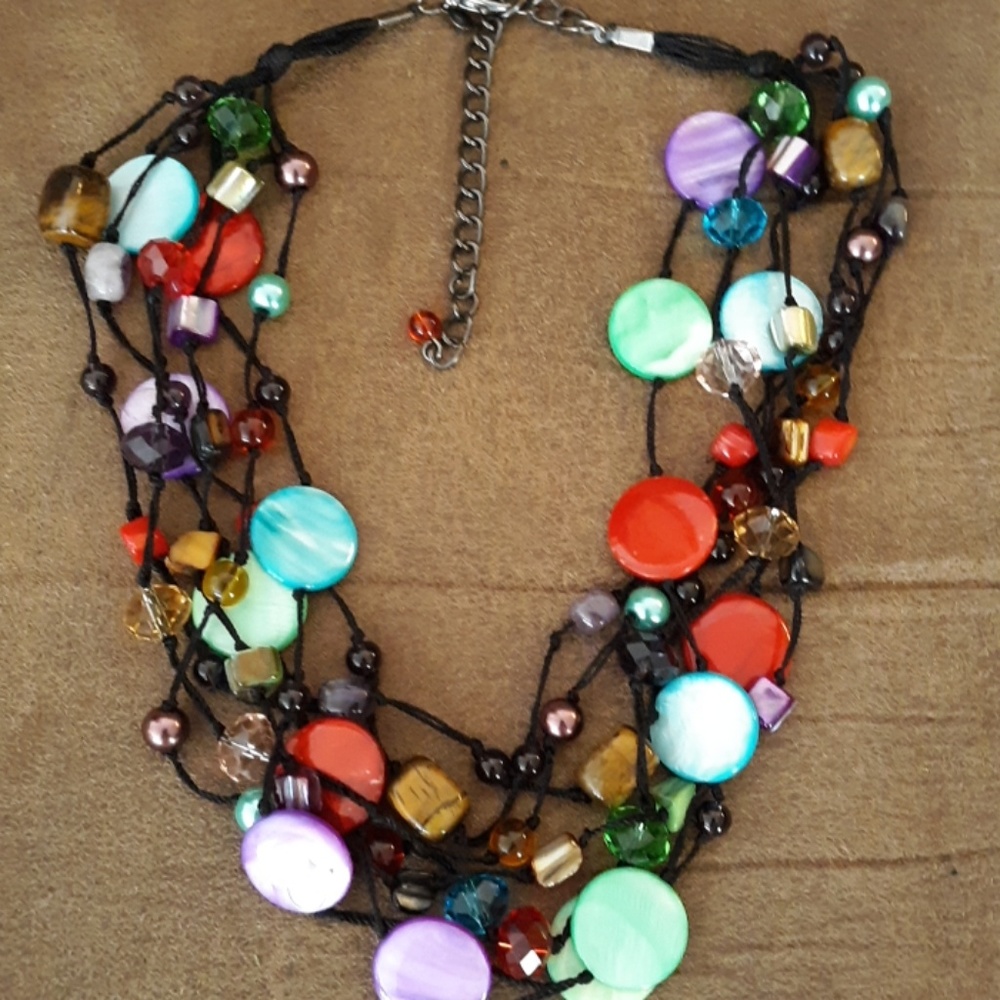 Ladies necklace multi colored  costume jewelry nec